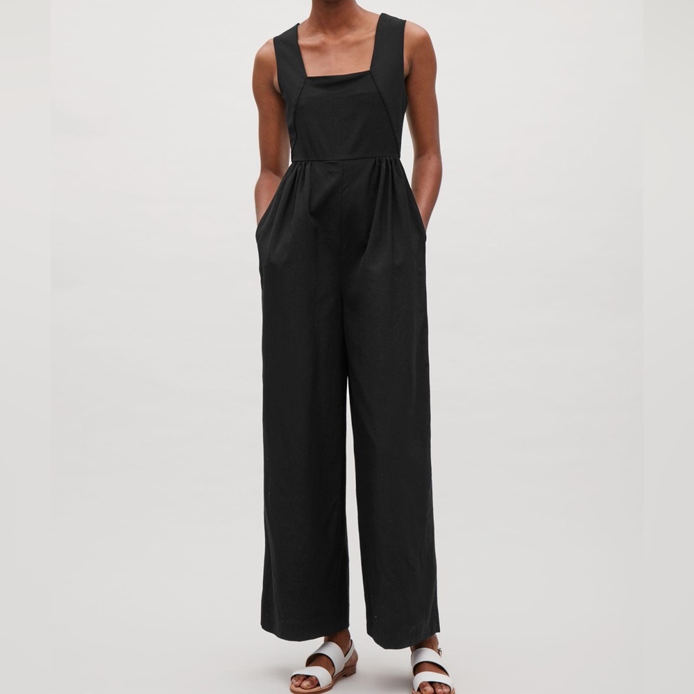 COS Wool Wide Leg Jumpsuit in Black